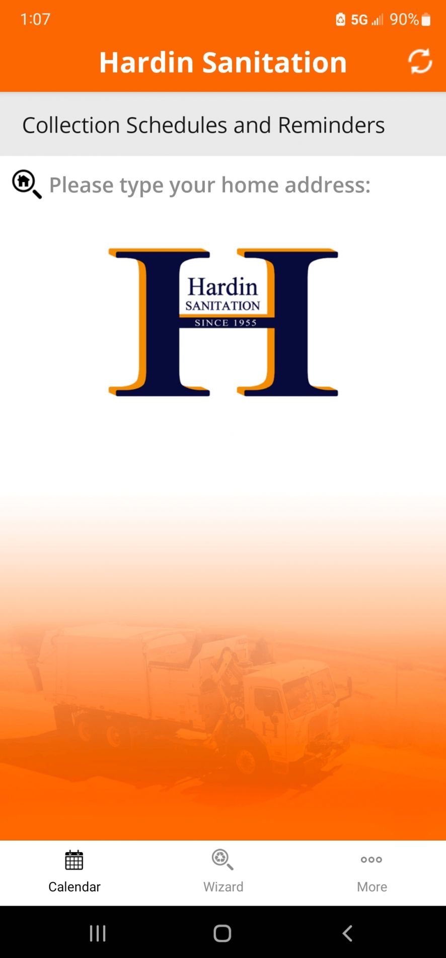 Screenshot of Hardin Sanitation App.