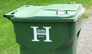 Hardin Sanitation 95 gallon residential trash bin.